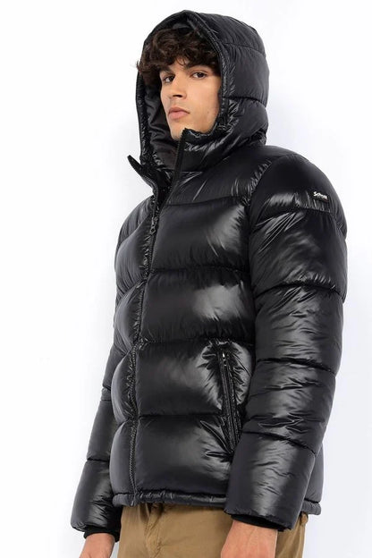 Doudoune noir brillante
